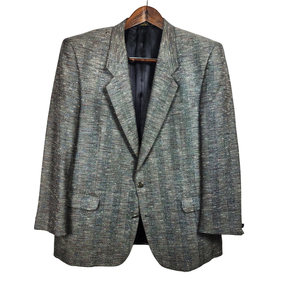 Bartolini Blazer Sport Coat 46R Wool Silk Tweed Gray Multi Office Wedding Casual